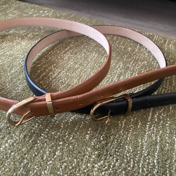 Skinny Genuine Leather Belts with Brass Hardward (Auxillary) - Picture 1 of 2